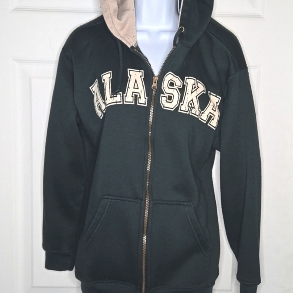 Cozy Alaska Green Zip Hoodie Mens SM